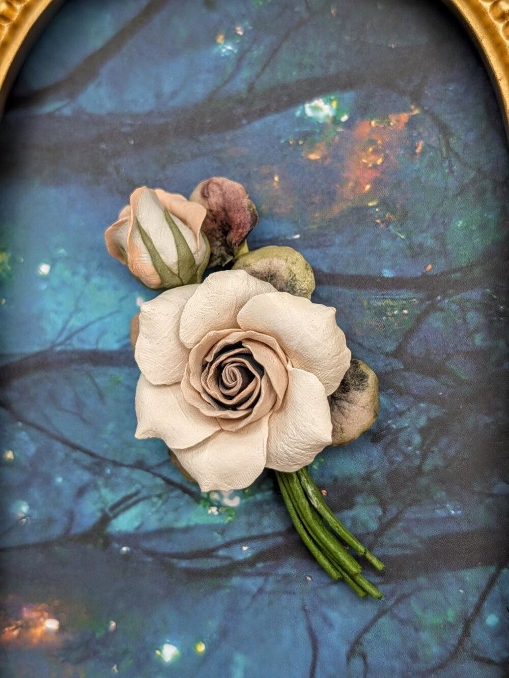 Vintage 1950's Handmade Unique Cream Roses Brooch - Picture 2 of 13